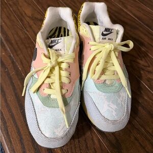 Air Max 1 satin-jacquard and corduroy-trimmed suede sneakers